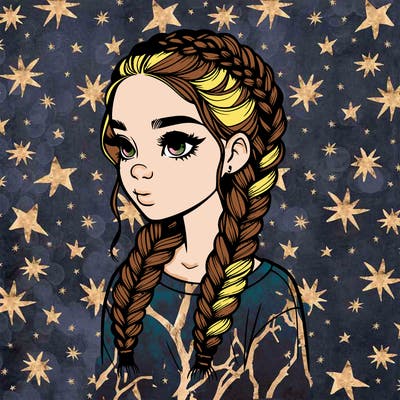 realistic girl with braids