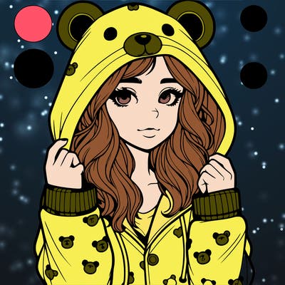 realistic girl in a animal pjs hoodie