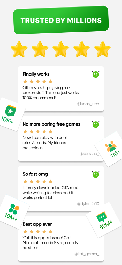 Happi Mod : Top Working Mods - User reviews and five star ratings for Happi Mod showing positive feedback on game mods