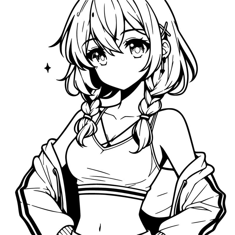 anime girl wearing crop top