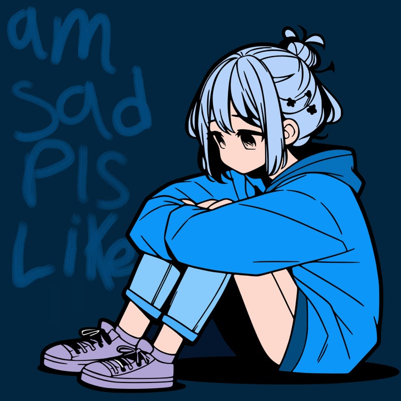 sad anime girl sitting alone