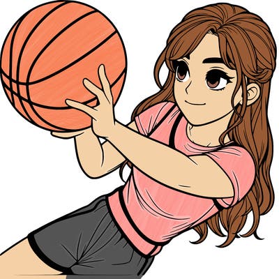 realistic girl playing basketball