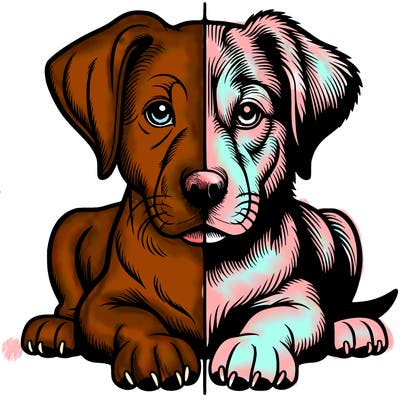 realistic dog split picture