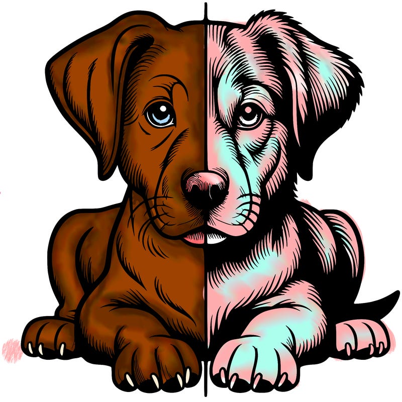 realistic dog split picture