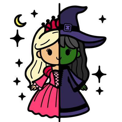 split princess and witch