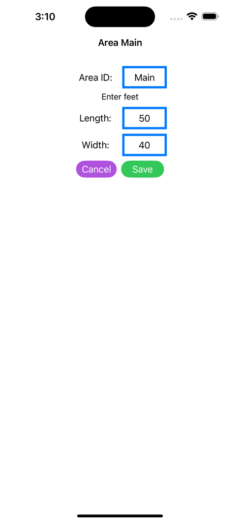 屋根面積計算アプリで長さと幅を入力する画面