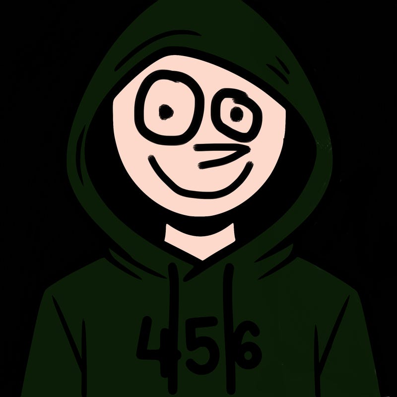 a person with non face waering a hoodie with a 456 symbol