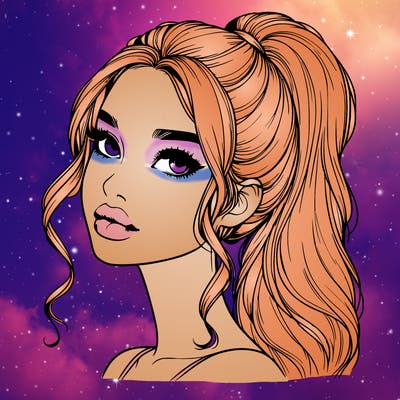 realistic girl with a ponytail on her hair and lips