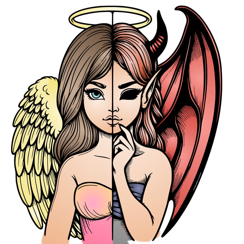 realistic angel half demon