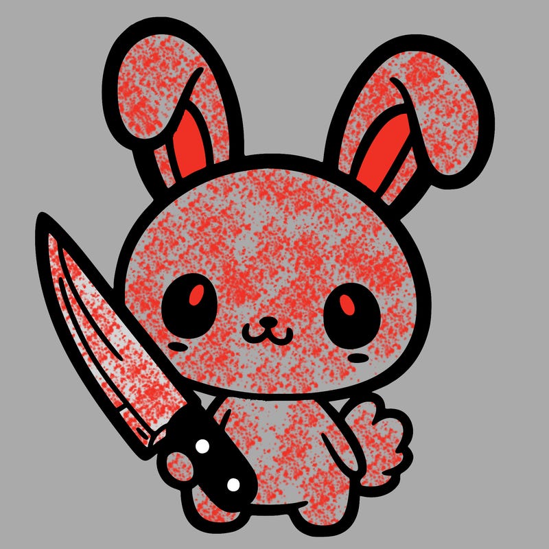 cute bunny holding a knife halloween