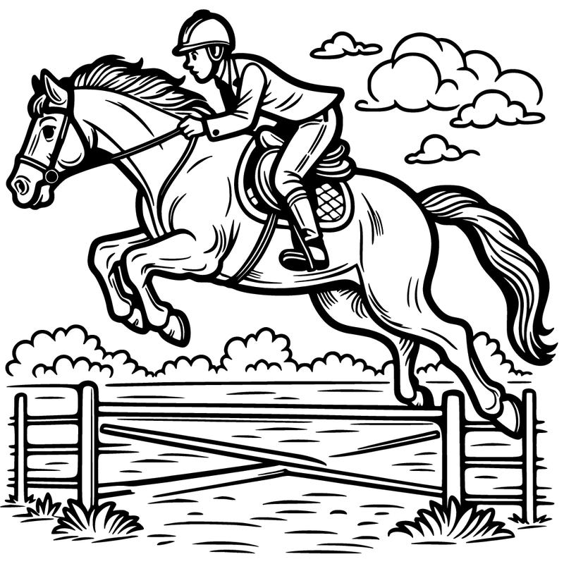 horse jumping riding