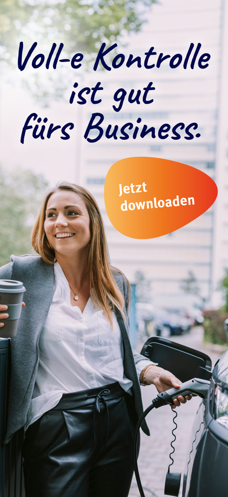 Wien Energie Tanke Business - A professional woman charging an electric car with the Wien Energie Tanke Business app