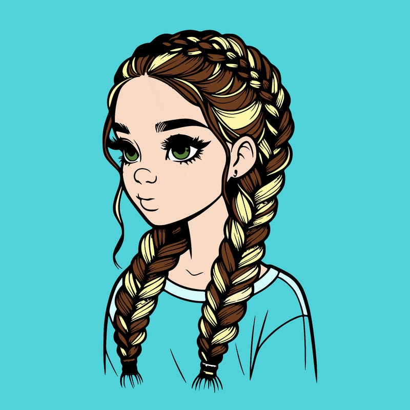 realistic girl with braids