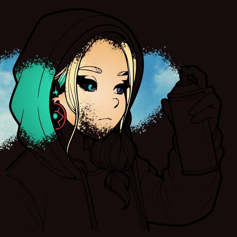 a realistic girl, spray painting