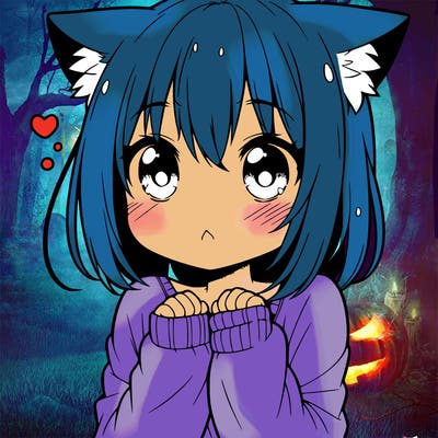 shy anime catgirl