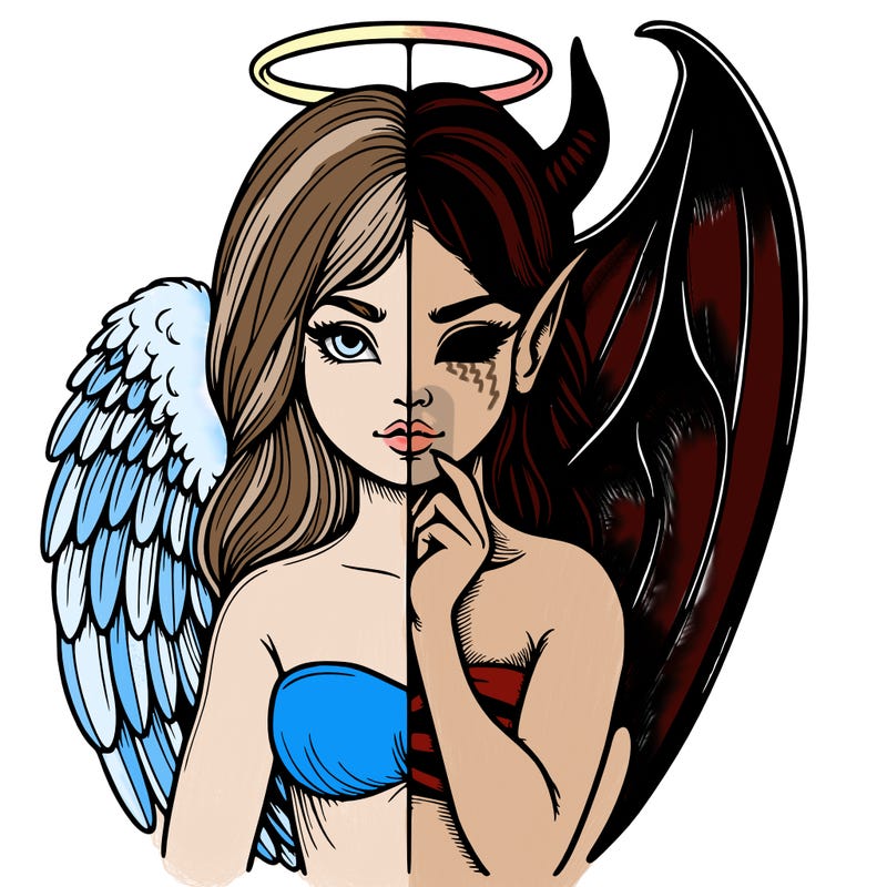 realistic angel half demon