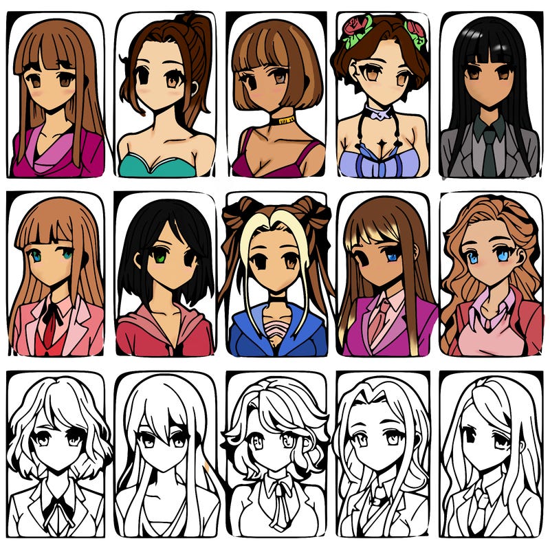 girls that look diffrent anime