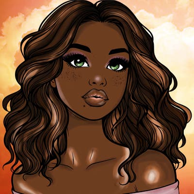 realistic girl with wavy hair and lips