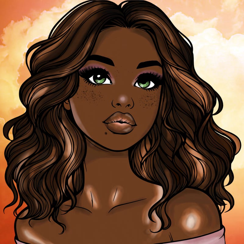 realistic girl with wavy hair and lips