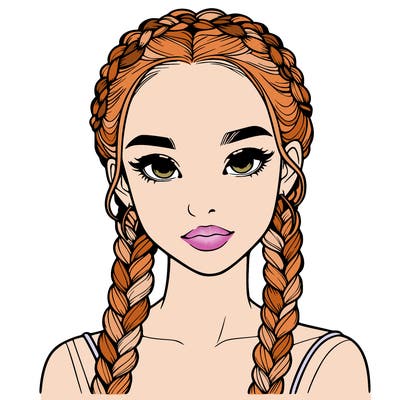 realistic girl with braids