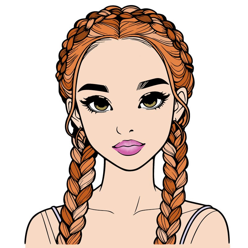 realistic girl with braids
