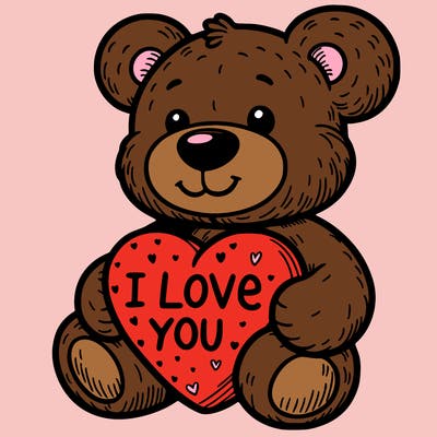 teddy bear holding an i love you heart