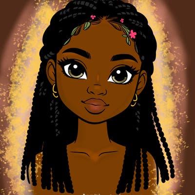 a realistic black girl with braids