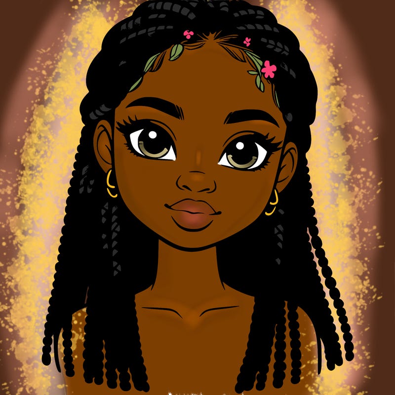 a realistic black girl with braids