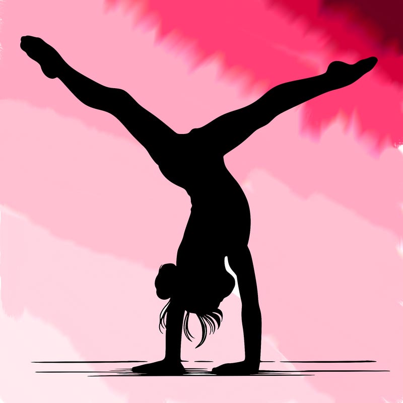 realistic gymnastic hand stand girl in four splits