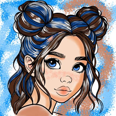 realistic girl with hair buns on her head