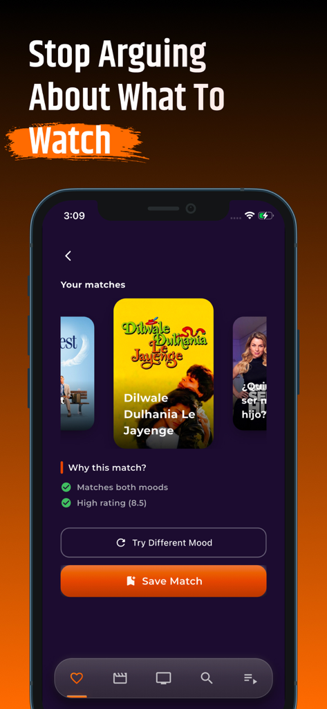 Cineby: Movies & Drama TV Show - A mobile screen from the Cineby app showing movie recommendations under the Movie Match feature.