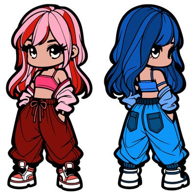 girl in crop top and baggy pants