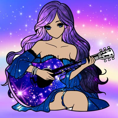 beautiful girl playing the guitar