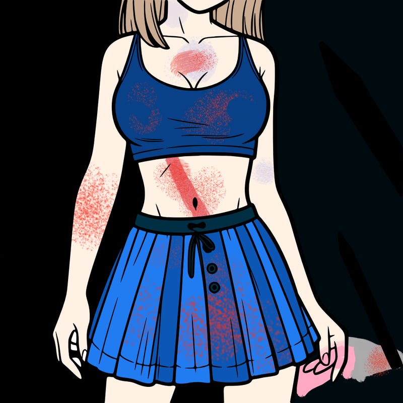 a woman wearing croptop and skirt