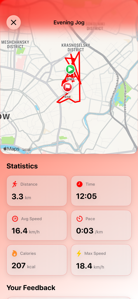 Run Lеft - La aplicación móvil Run Left muestra un mapa de trote nocturno y estadísticas de entrenamiento como distancia y ritmo.
