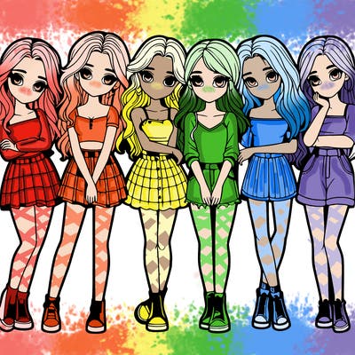 a group of girls realistic