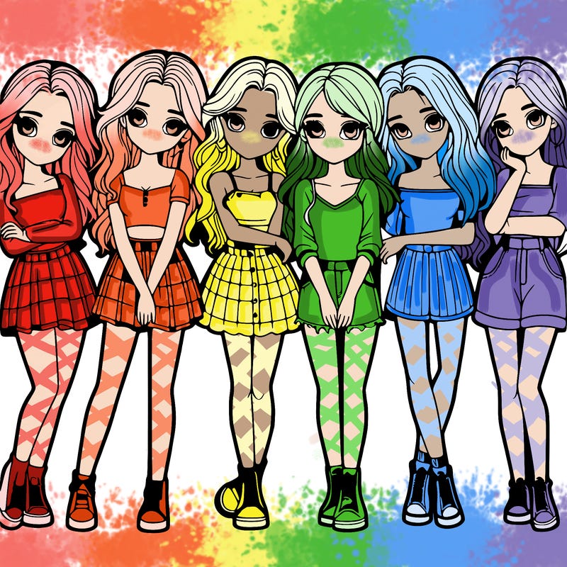 a group of girls realistic