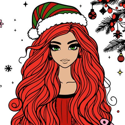 christmas fashionable female model and long hair