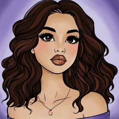 realistic girl with wavy hair and lips