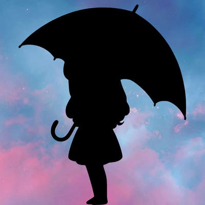 lonely girl holding black umbrella