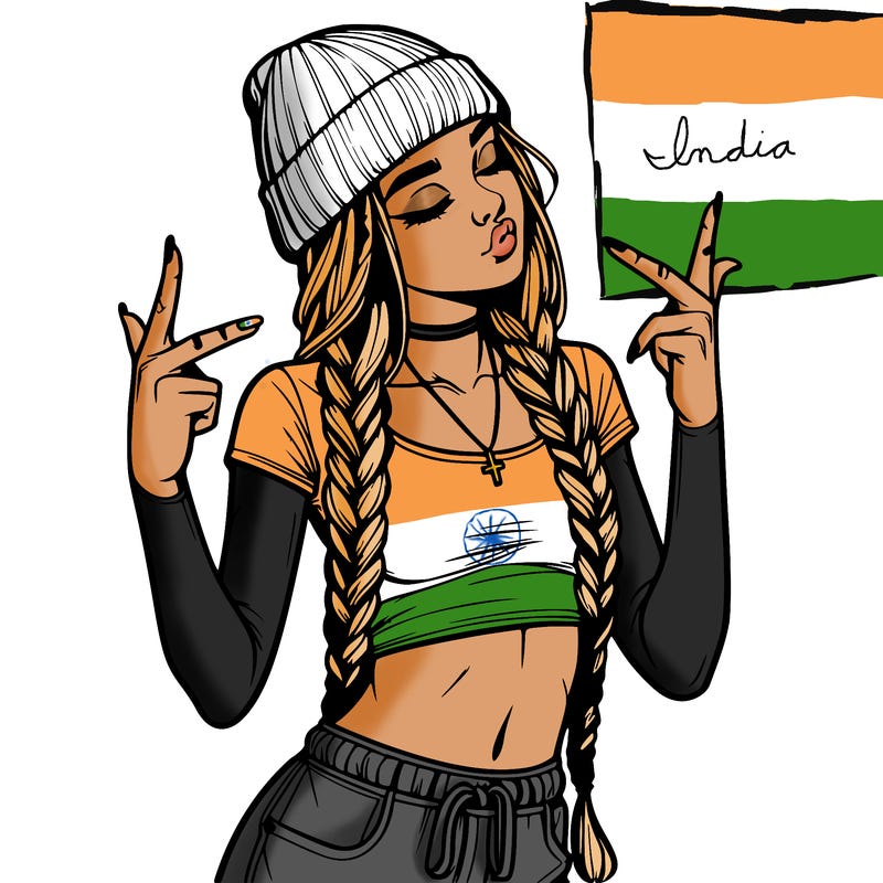 realistic teenage girl with braids and a beanie and crop top doing 🫶🏼