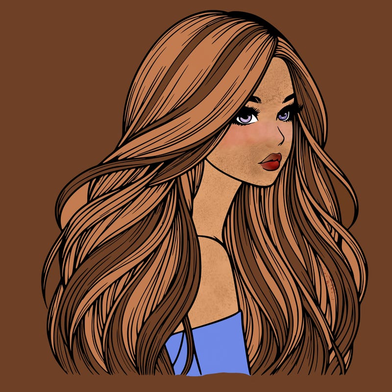 realistic girl with long realistic hair