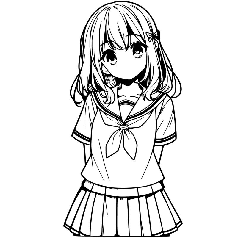 manga girl with school uniform