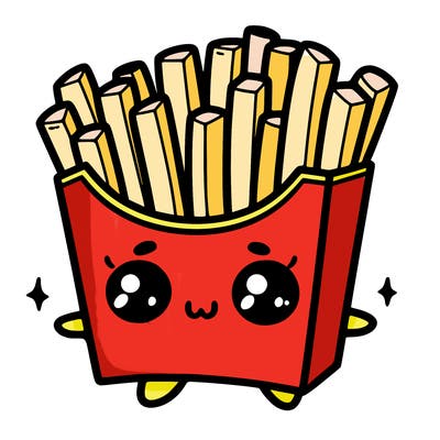 a cute. french fries