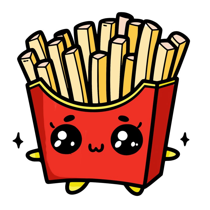 a cute. french fries