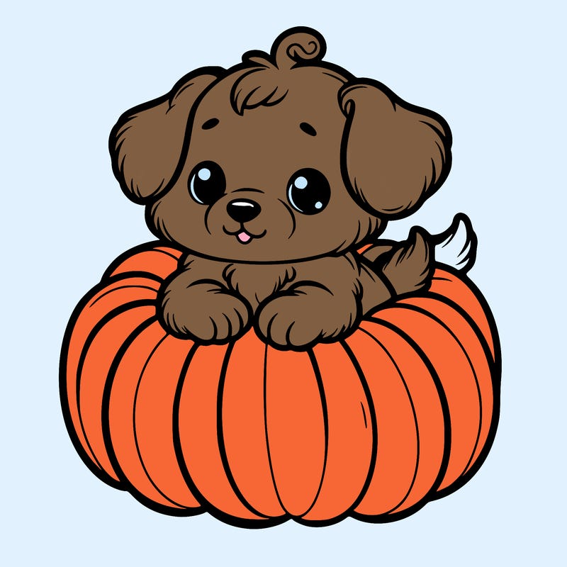 cute little puppy in a pumpkin