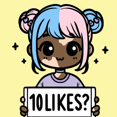 cute girl that is holding a sign that says 10 likes?