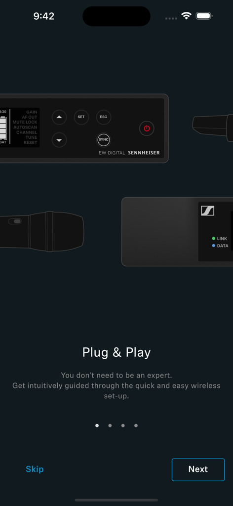 Smart Assist - Sennheiser Smart Assist app onboarding screen for easy wireless setup