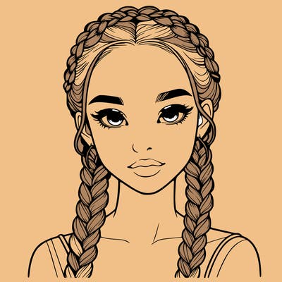 realistic girl with braids