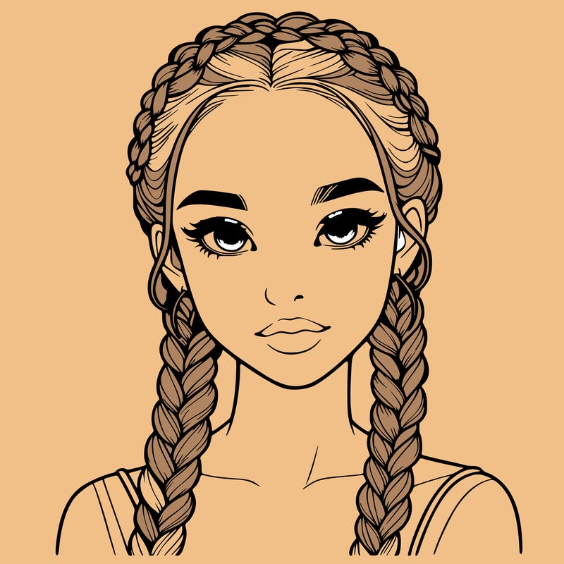 realistic girl with braids